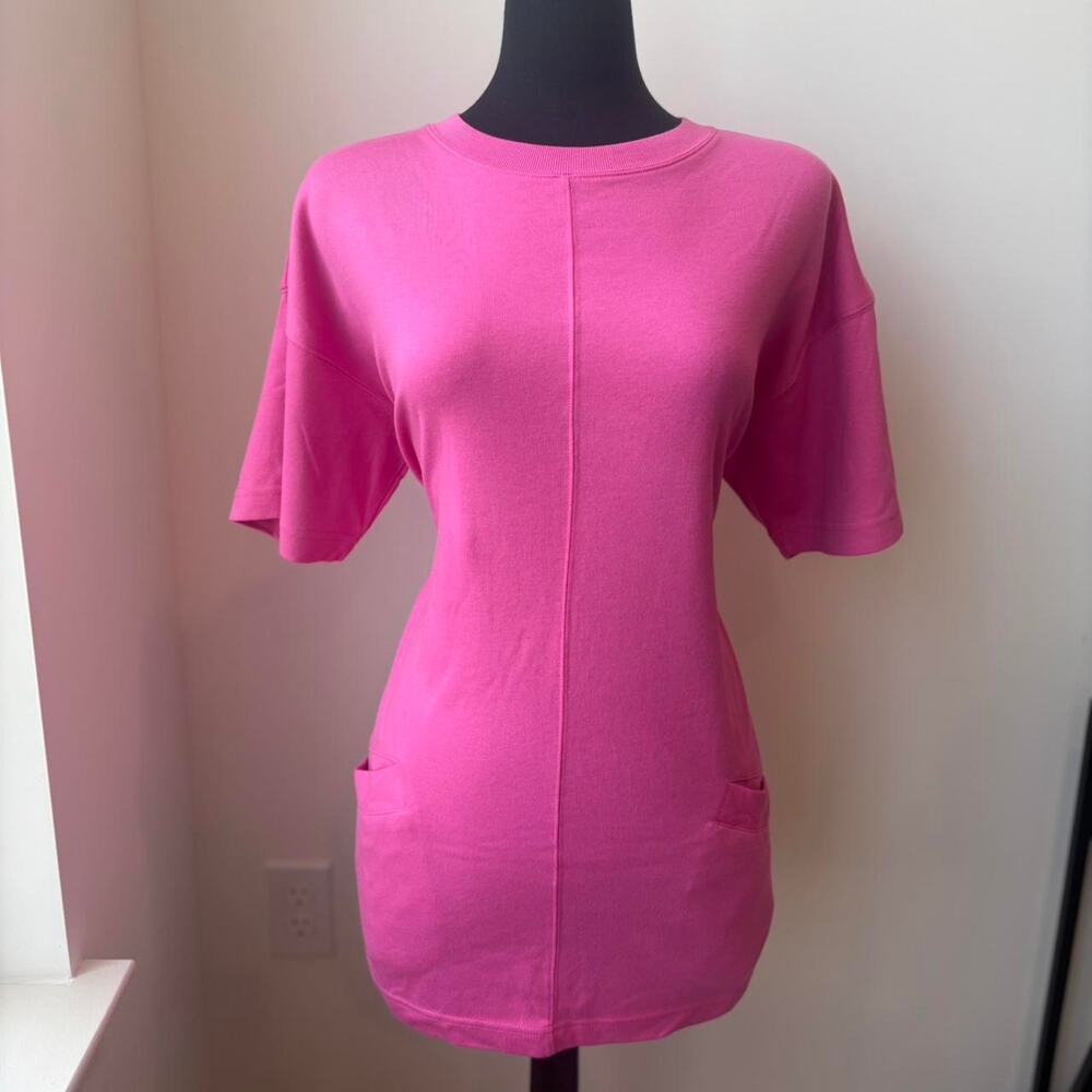Jones New York Bright Pink 100% Cotton Casual T Shirt Tunic with Pockets Size M